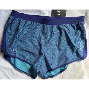 Under Armour Fly By 2.0 Shorts Womens XL Blue Printed Running NWT